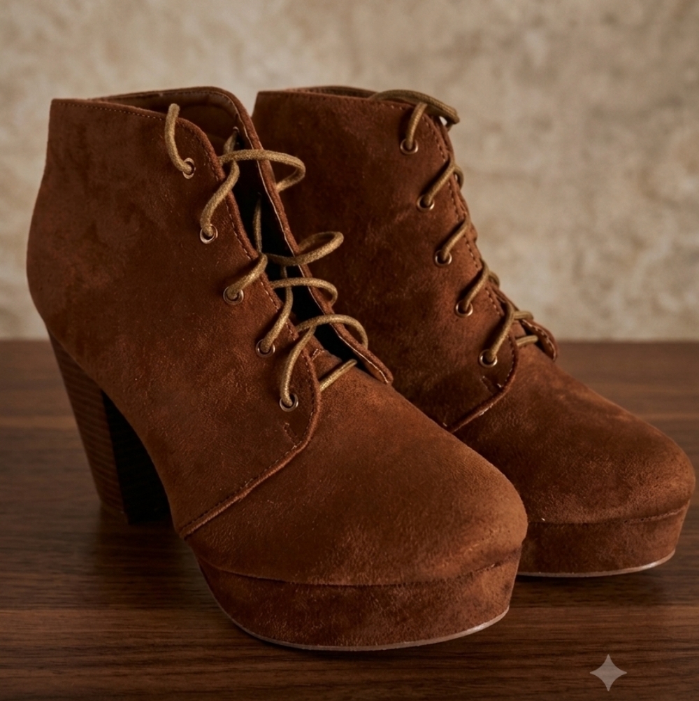 Forever Brand Brown Suede Booties